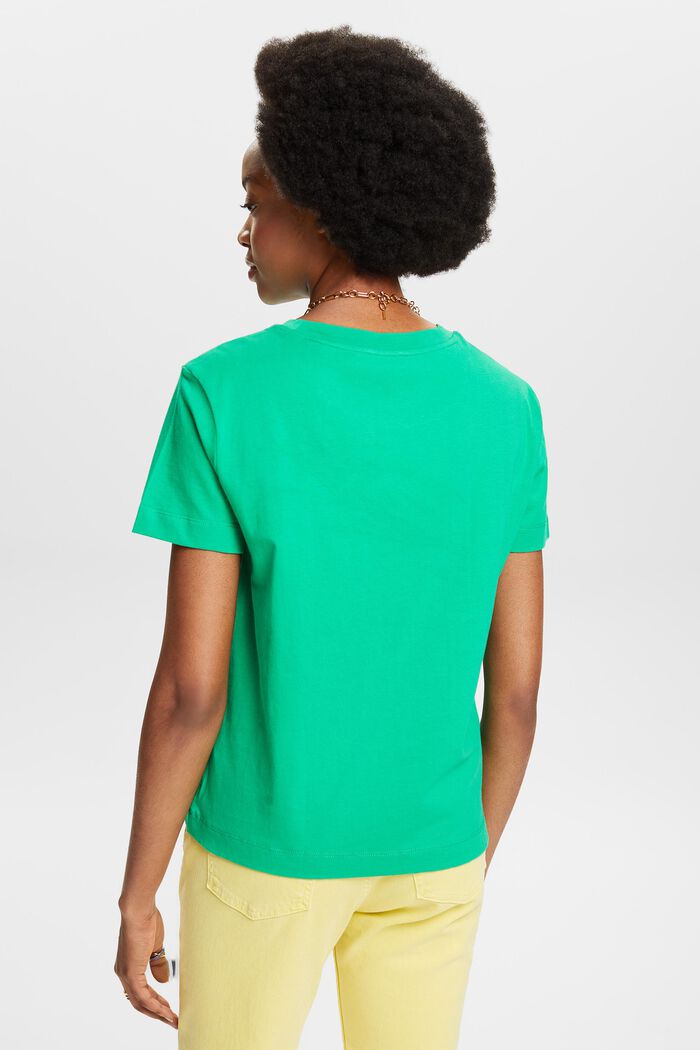 Cotton Crewneck T-Shirt, GREEN, detail image number 2