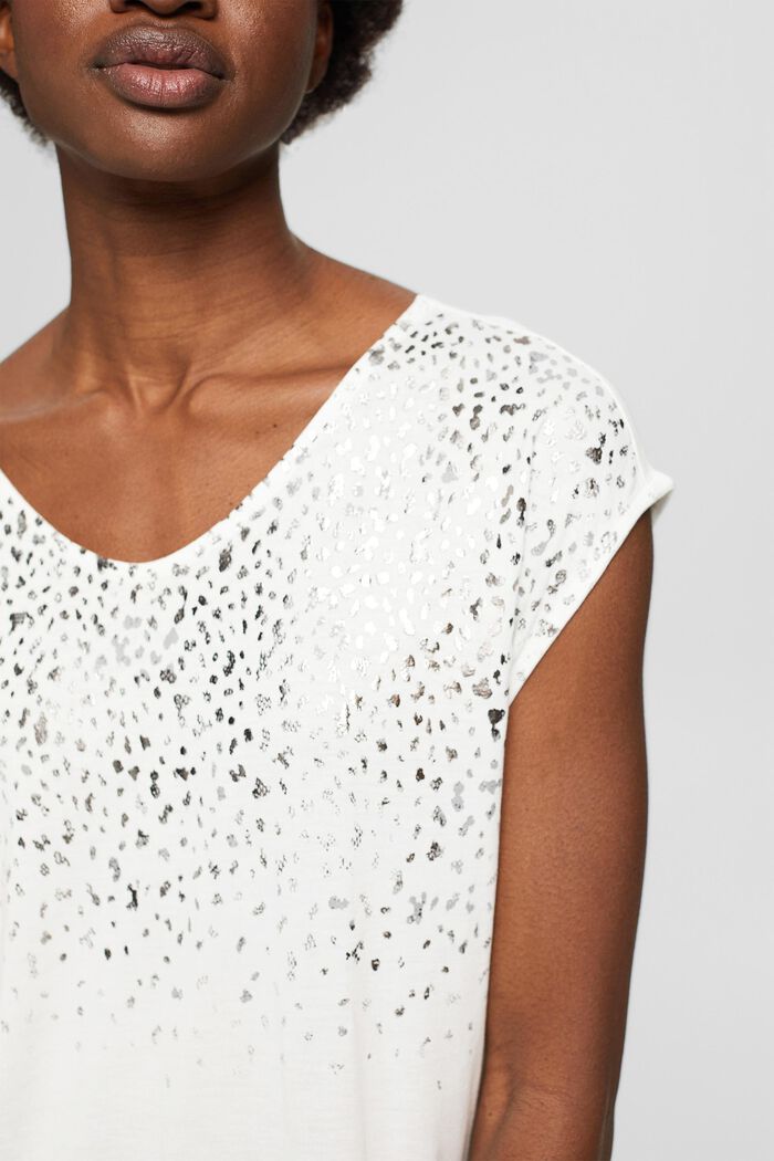 Top with a glitter print, LENZING™ ECOVERO™, OFF WHITE, detail image number 2