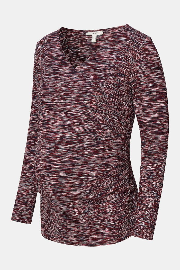 Cross-Over Long Sleeve Top, PLUM RED, detail image number 4