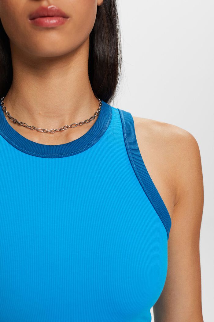 Ribbed jersey tank top, stretch cotton, BLUE, detail image number 2