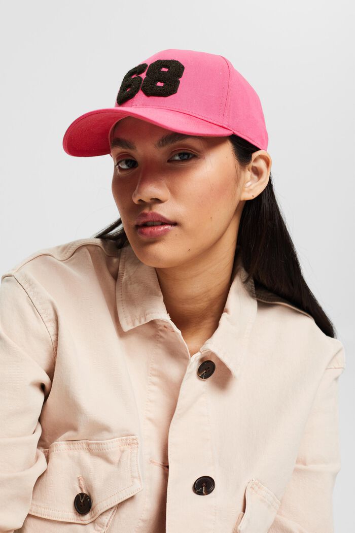 Baseball cap with a towelling appliqué, PINK FUCHSIA, detail image number 2