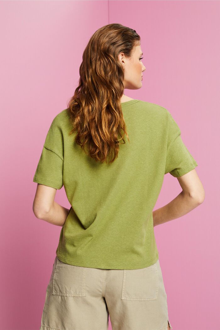 Cotton-linen blended t-shirt, PISTACHIO GREEN, detail image number 3