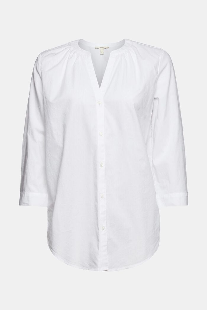 Blouse with a cup-shaped neckline, organic cotton, WHITE, detail image number 5