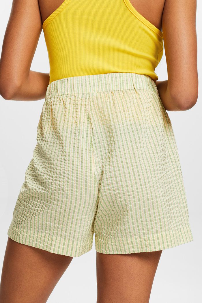 Crinkled Striped Shorts, LIGHT GREEN, detail image number 4