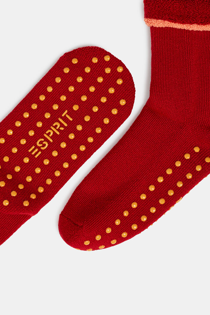 Soft stopper socks with new wool, RED, detail image number 1