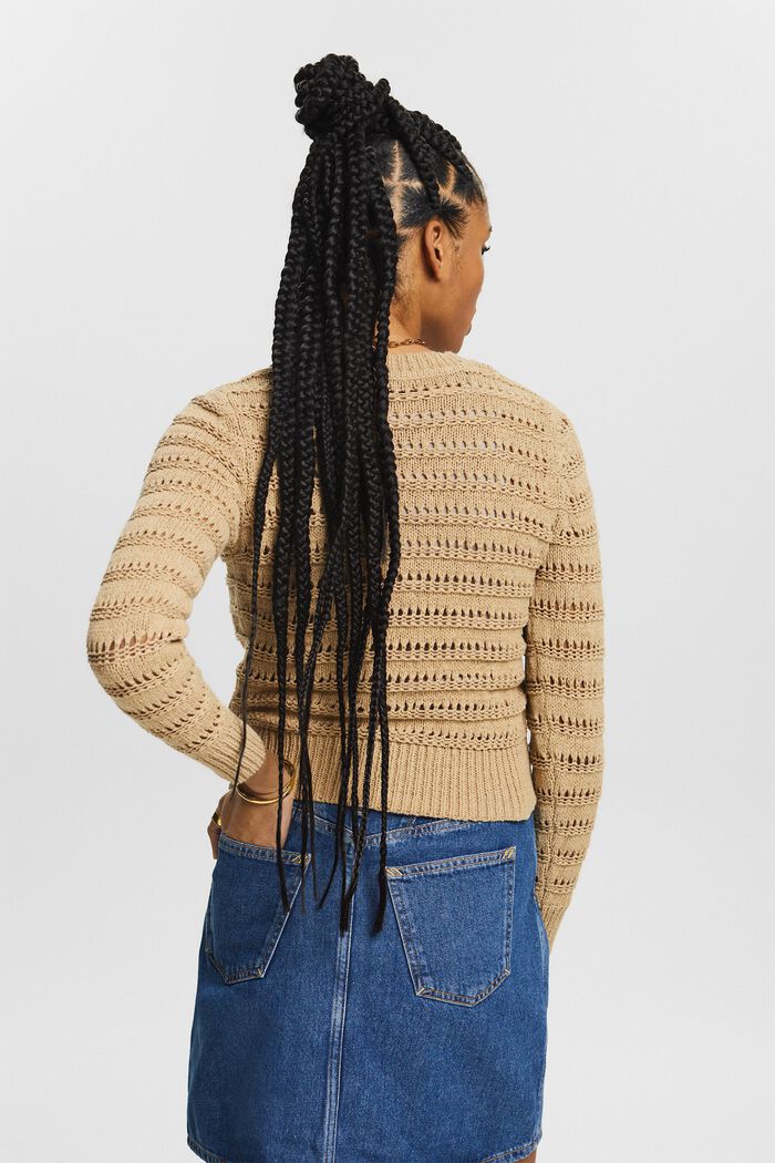 Open-Knit Sweater, BEIGE, detail image number 2