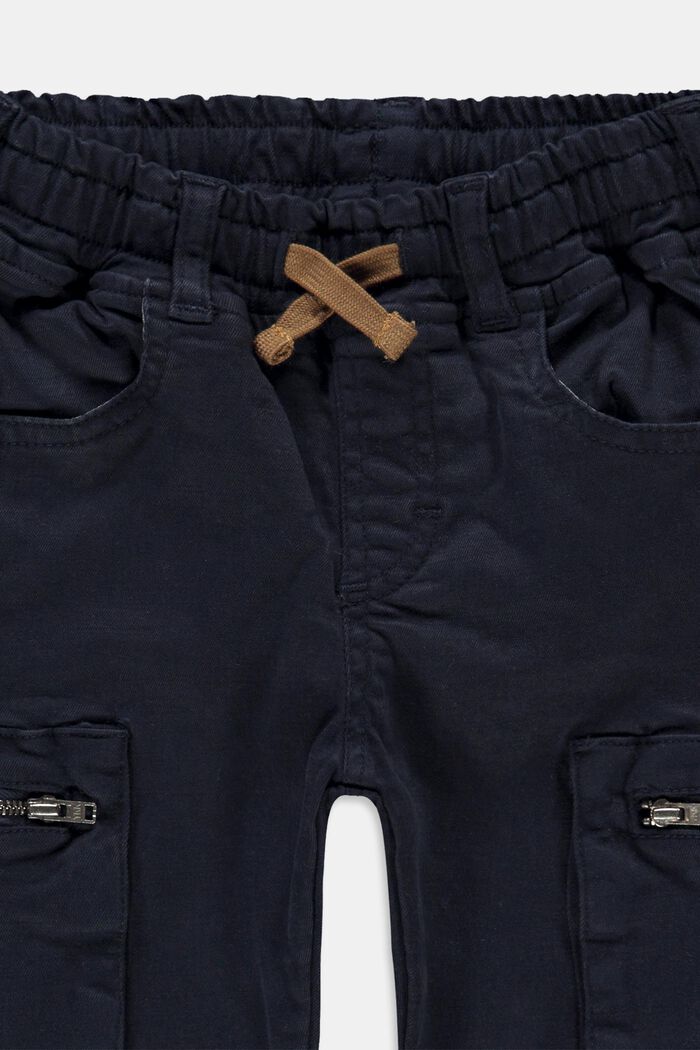 Cargo trousers with a drawstring waist, organic cotton, NAVY, detail image number 1