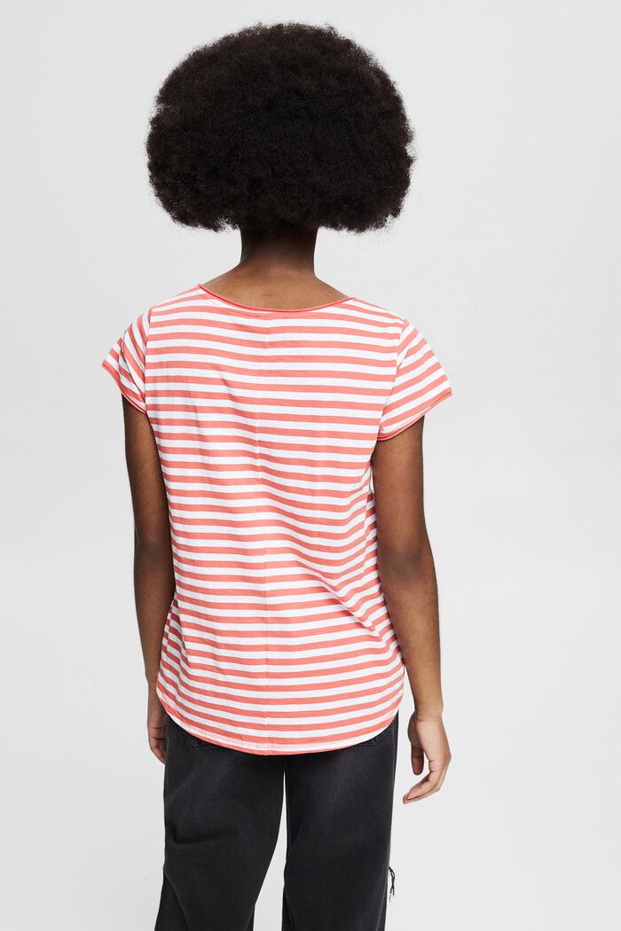 Striped T-shirt in organic cotton, CORAL, detail image number 3