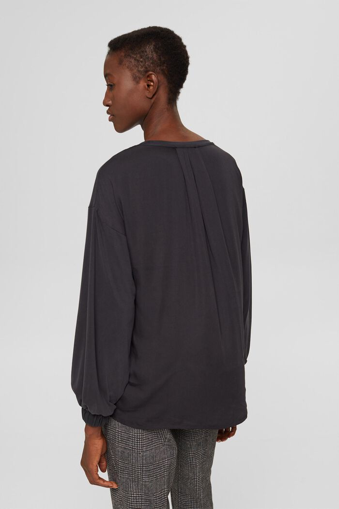 With TENCEL™: Soft long sleeve top, BLACK, detail image number 3