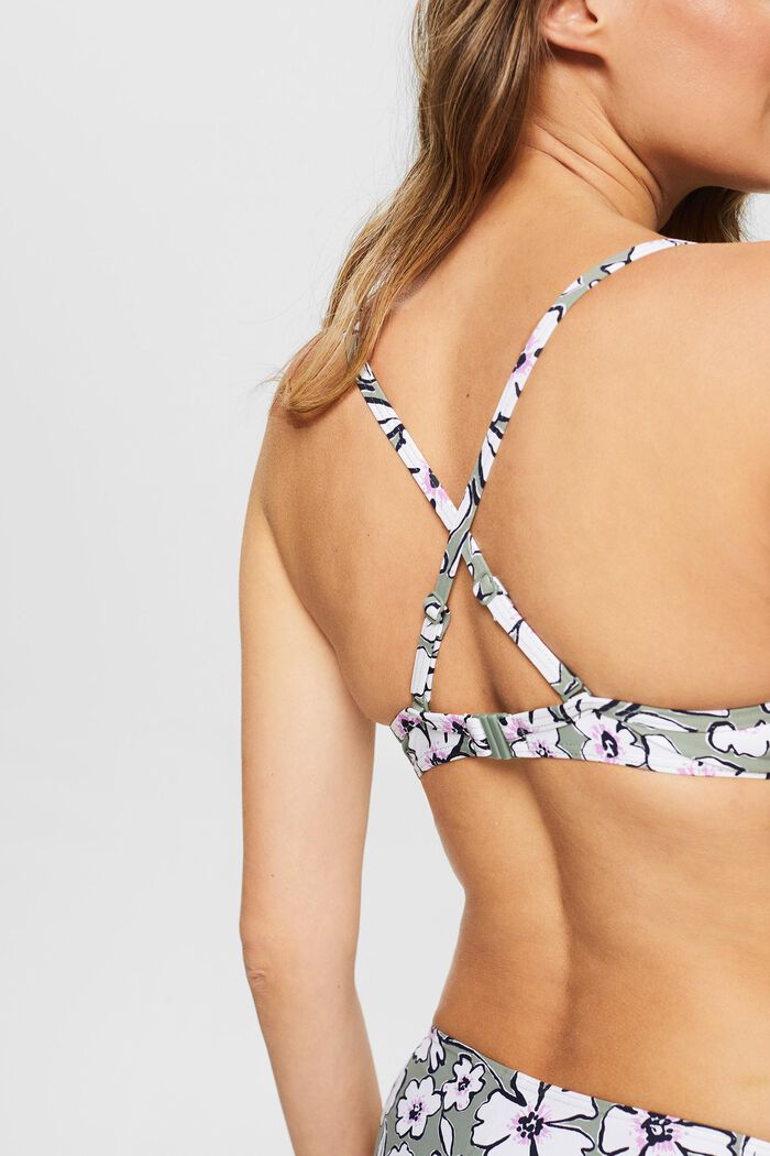 Made of recycled material: padded underwire top with a print, LIGHT KHAKI, detail image number 2