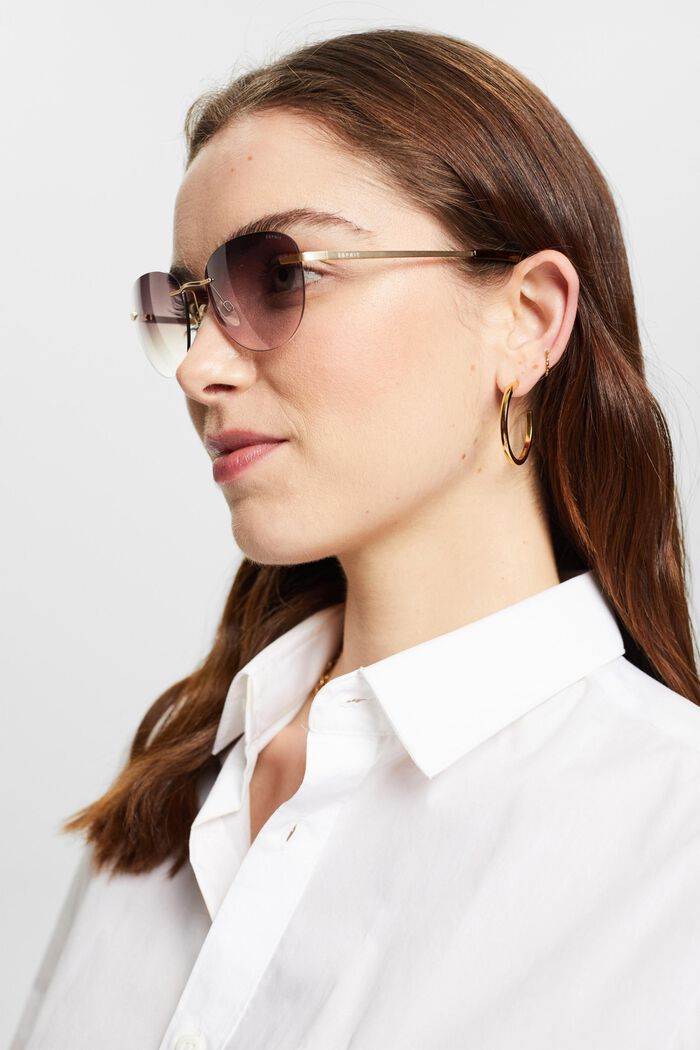 Rimless frame sunglasses, BROWN, detail image number 4