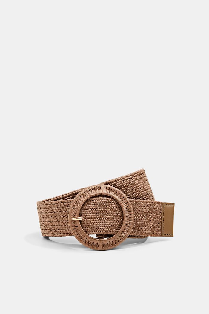 Plaited belt with a round buckle, RUST BROWN, overview