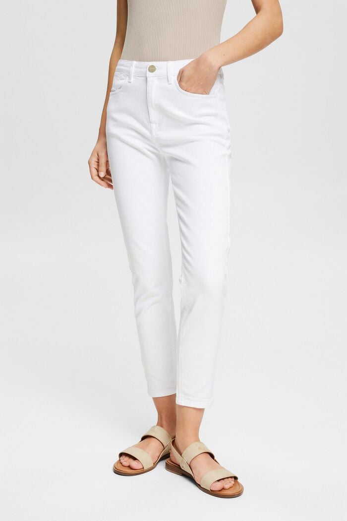 Stretch jeans with hem slits, WHITE, detail image number 0