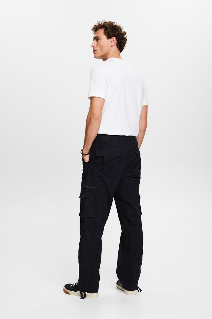 Twill Straight Cargo Pants, BLACK, detail image number 2