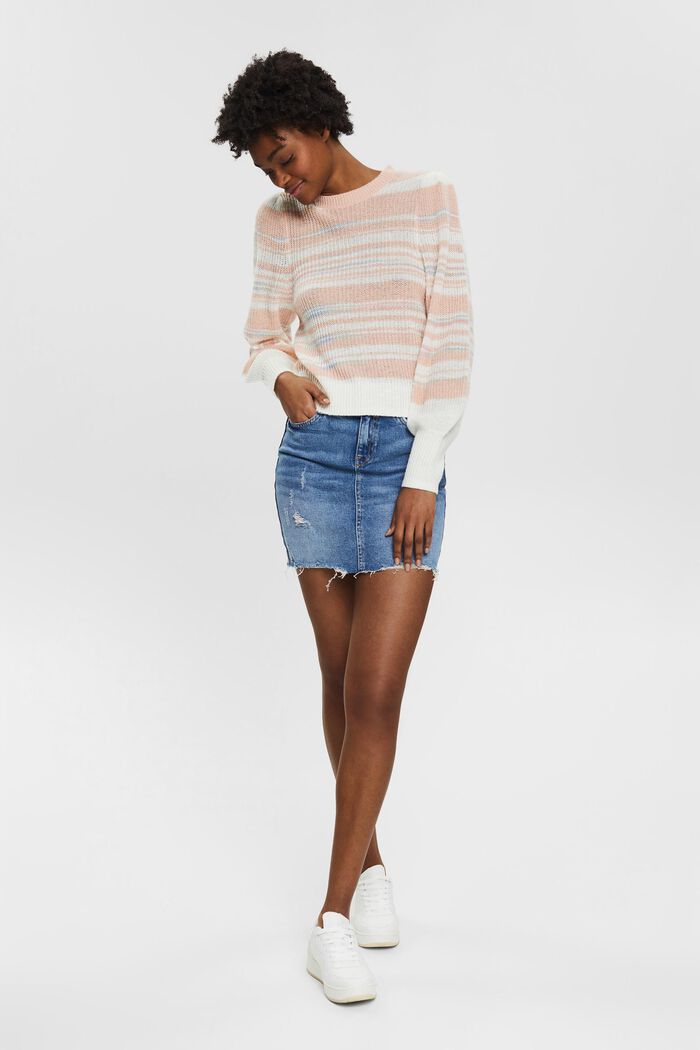 Wool blend: striped knitted jumper, DUSTY NUDE, detail image number 1