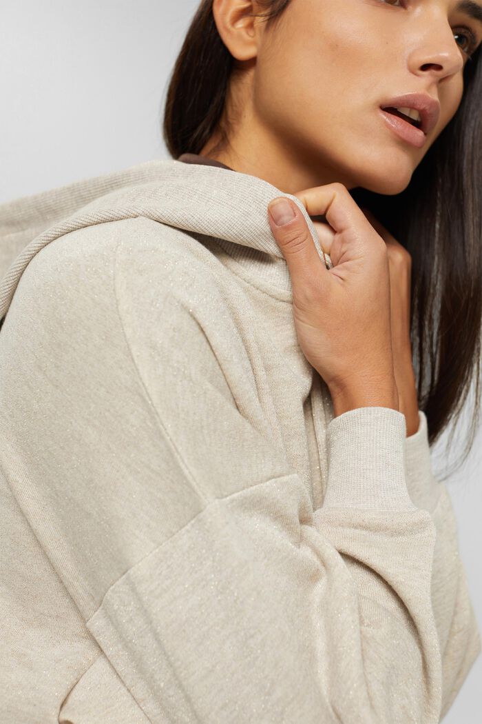Zip-up hoodie with glitter, LIGHT TAUPE, detail image number 2