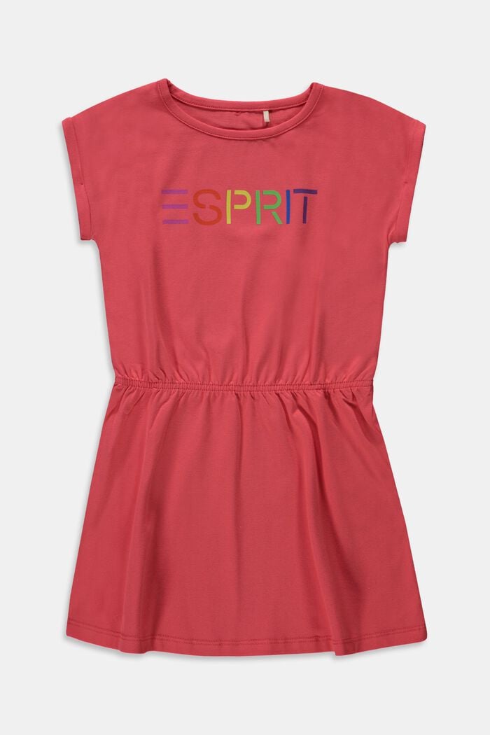 Jersey dress with a colourful logo print, ORANGE RED, overview