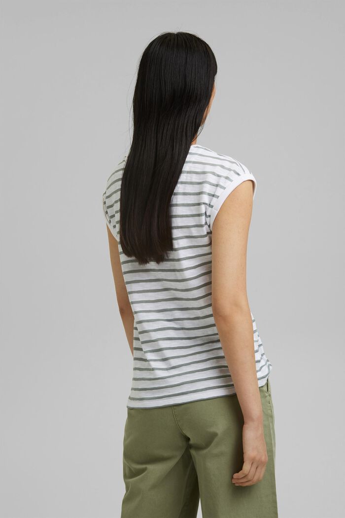 Recycled: striped T-shirt containing organic cotton, LIGHT KHAKI, detail image number 3