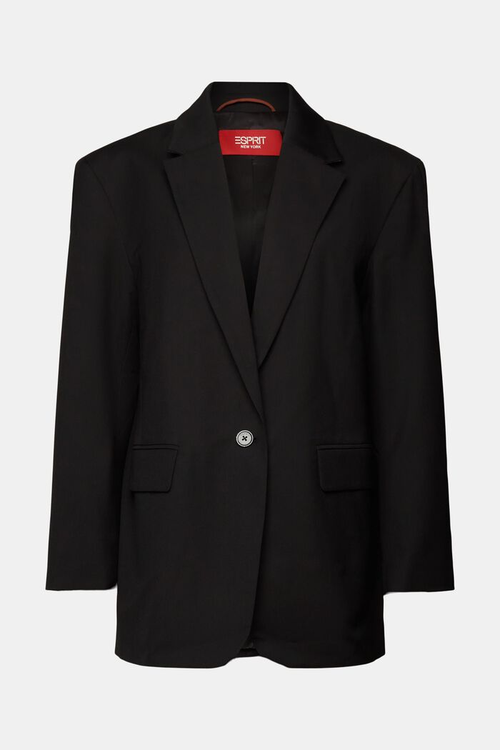 Oversized single-breasted blazer, BLACK, detail image number 5