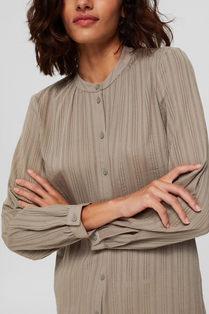 Blouse with semi-sheer texture, LIGHT KHAKI, detail image number 2