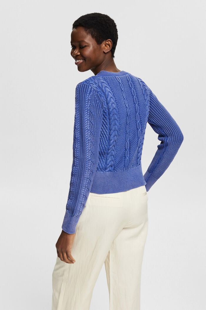 Cardigan with a cable knit pattern, BLUE LAVENDER, detail image number 3