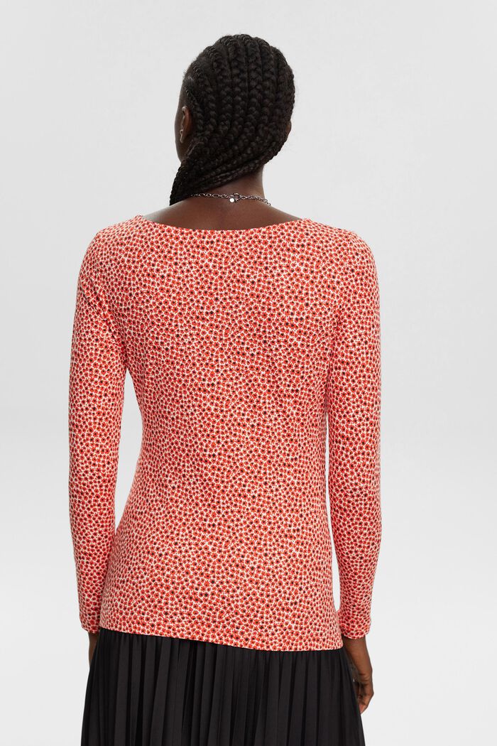 Long-sleeved top with all-over pattern, ORANGE RED, detail image number 3