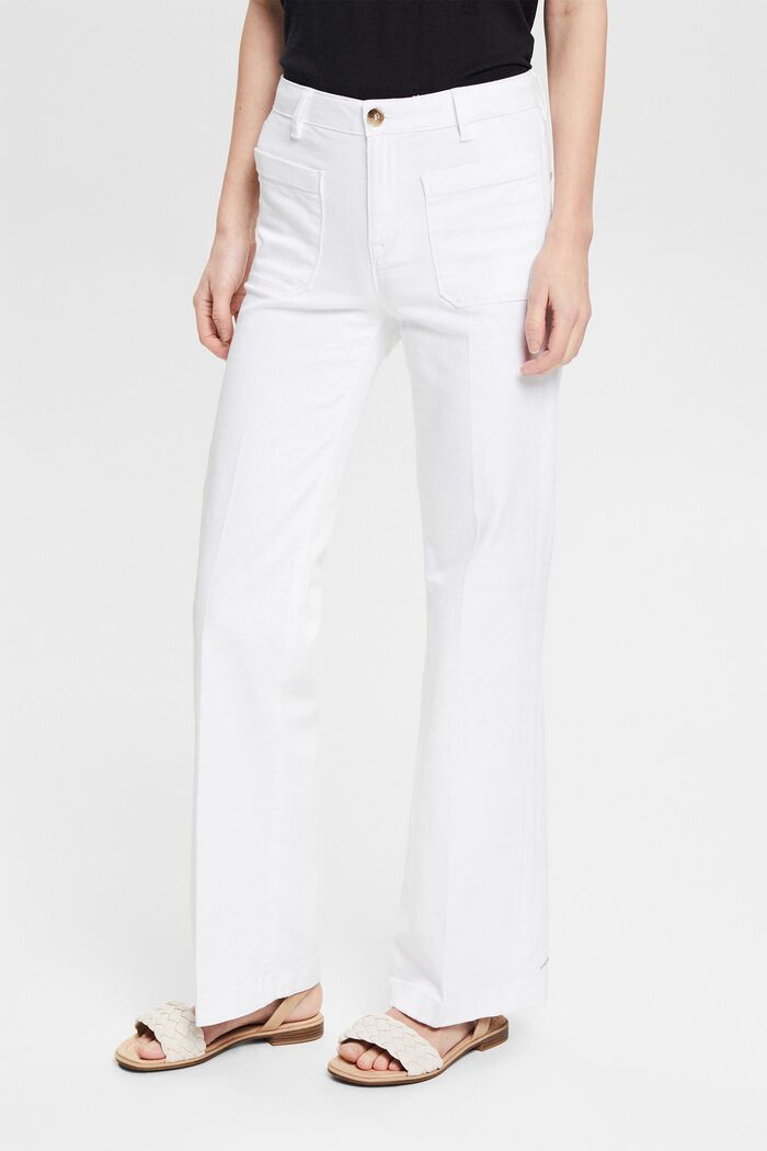 Flared trousers with patch pockets, WHITE, detail image number 0
