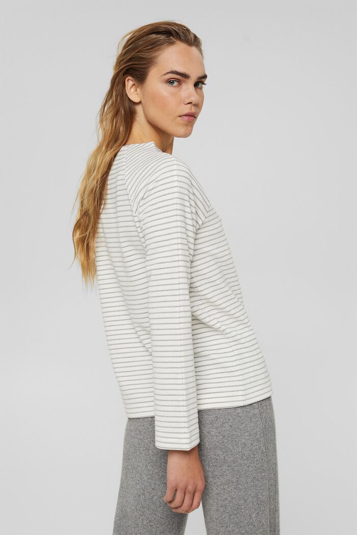 Long sleeve top with a 3D striped pattern, OFF WHITE, detail image number 3