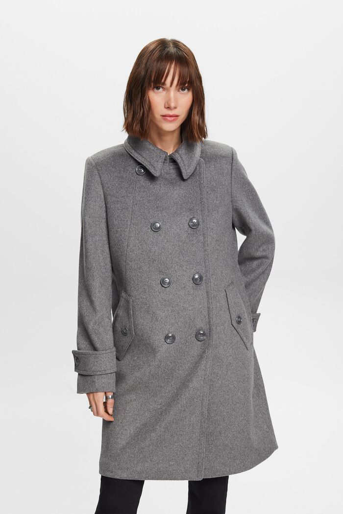 Recycled: wool blend coat, GUNMETAL, detail image number 0