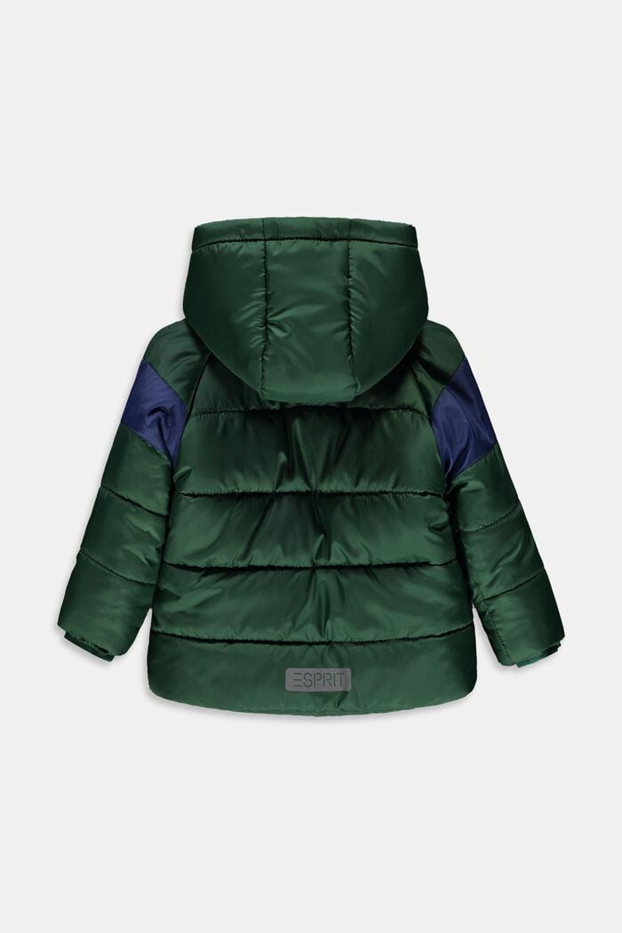Quilted jacket with fleece lining and a hood, BOTTLE GREEN, detail image number 1
