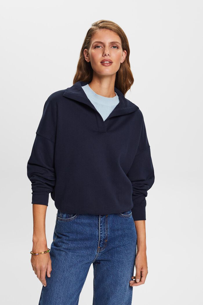Fleece Pullover Sweatshirt, NAVY, detail image number 1