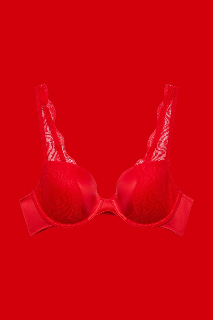 Moving lace padded and underwired bra, RED, detail image number 3