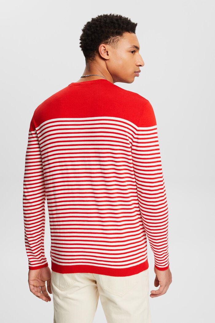 Striped Cotton Sweater, RED, detail image number 2