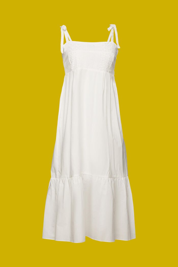 Midi dress with embroidery, LENZING™ ECOVERO™, WHITE, detail image number 6