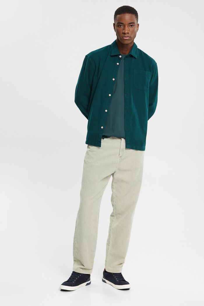 Solid twill shirt, DARK TEAL GREEN, detail image number 1
