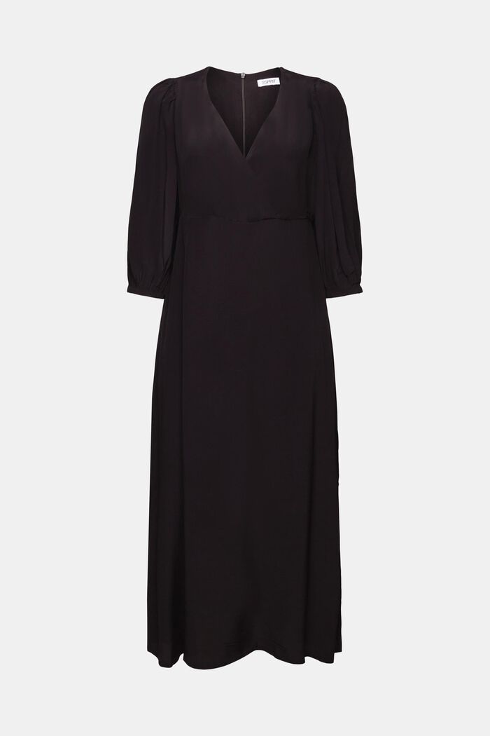 Crêpe Midi Dress, BLACK, detail image number 5