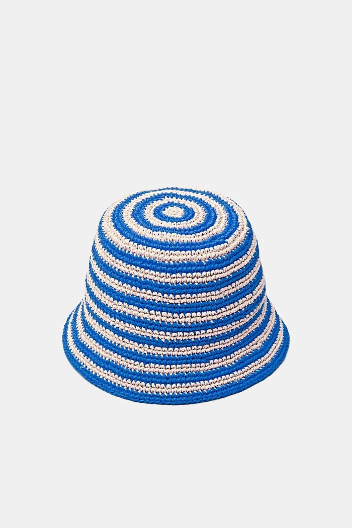 Striped Woven Bucket Hat, BRIGHT BLUE, detail image number 0