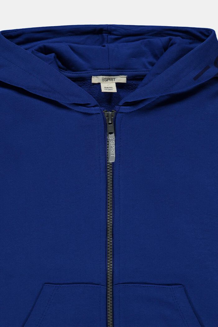 Zip-up hoodie with a logo print, 100% cotton, BRIGHT BLUE, detail image number 2