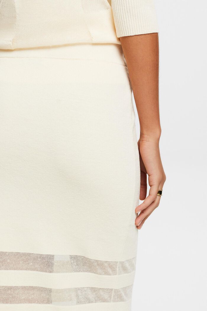 Linen-Blend Midi Skirt, CREAM BEIGE, detail image number 3
