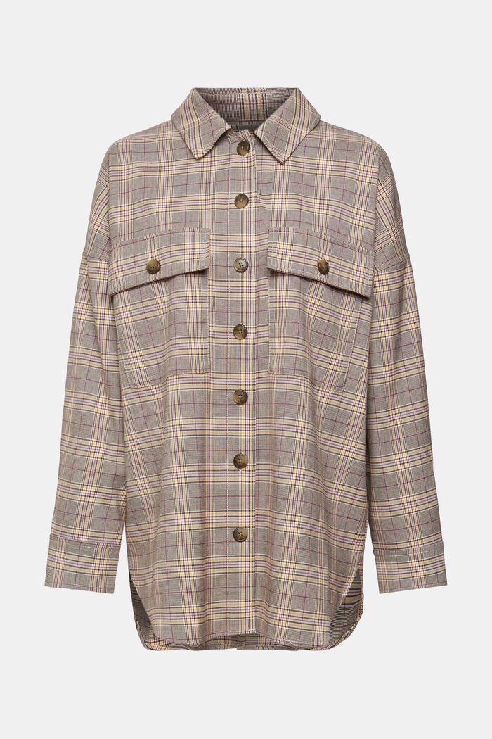 Checked shacket, BEIGE, detail image number 7