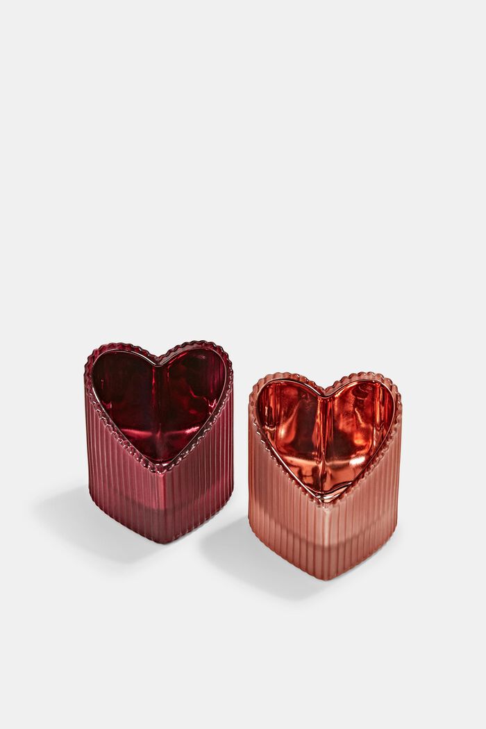 Set of 2 heart-shaped candle jars, RED, overview
