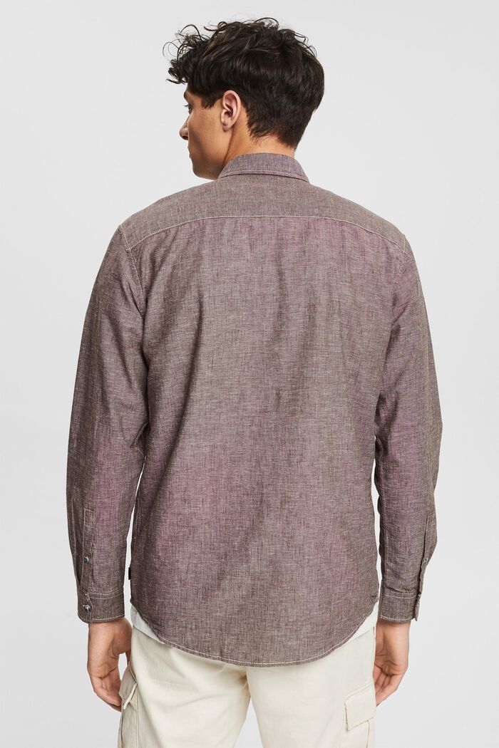 Linen blend: melange shirt , BROWN, detail image number 3