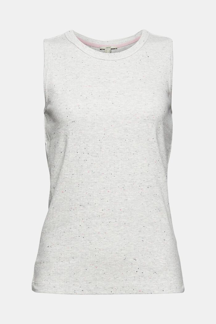 Top in a ribbed look, organic cotton blend, LIGHT GREY, detail image number 5