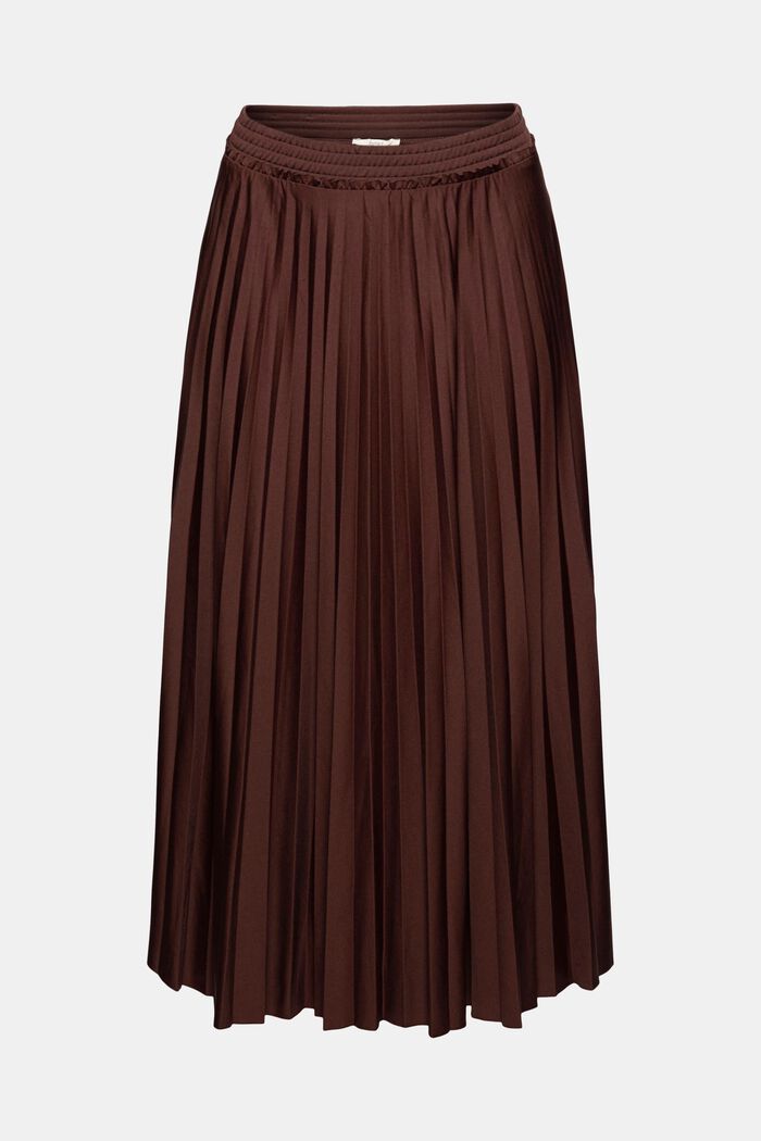 Pleated midi skirt, RUST BROWN, overview