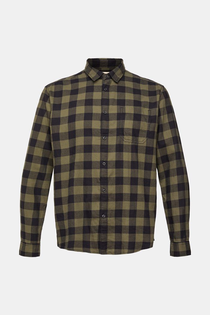 Vichy-checked flannel shirt of sustainable cotton, KHAKI GREEN, detail image number 2