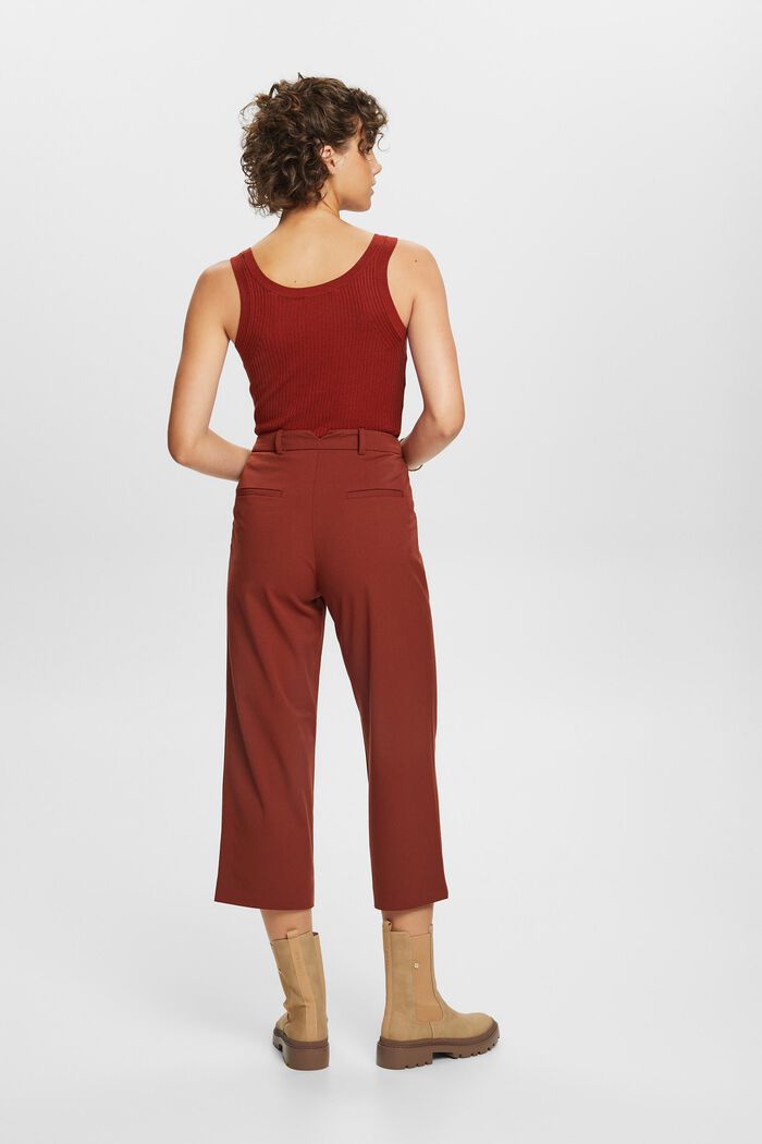 High-rise culottes with waist pleats, RUST BROWN, detail image number 3