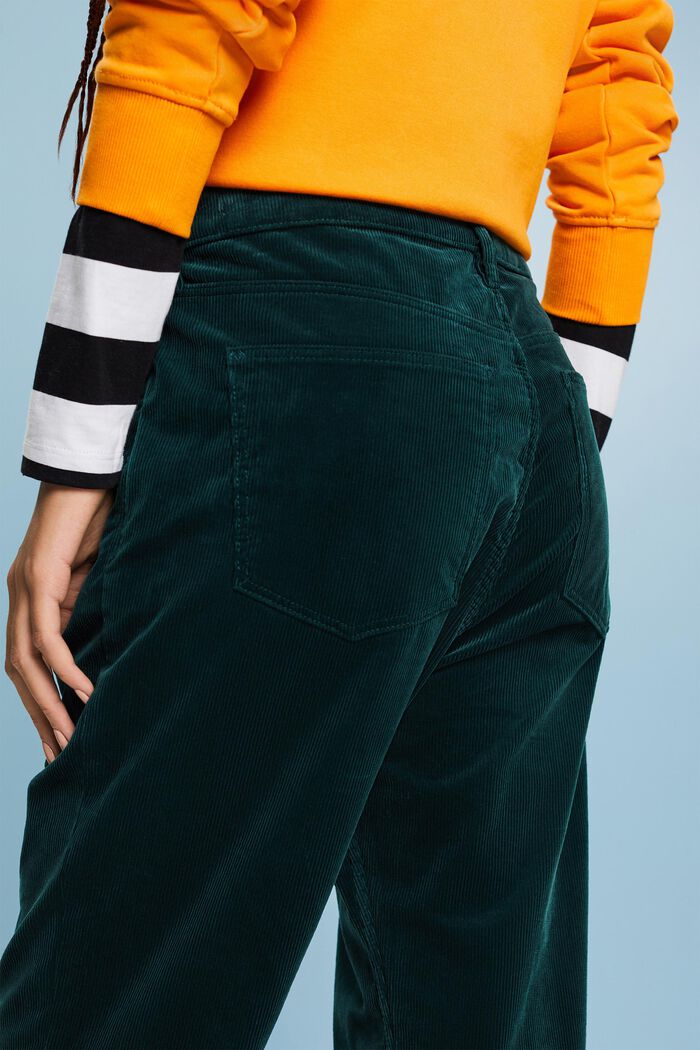 High-Rise Straight Fit Corduroy Pants, EMERALD GREEN, detail image number 2