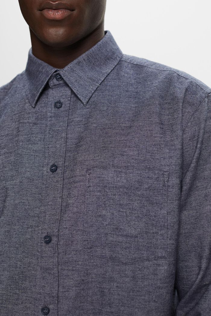 Mottled shirt, 100% cotton, NAVY, detail image number 1