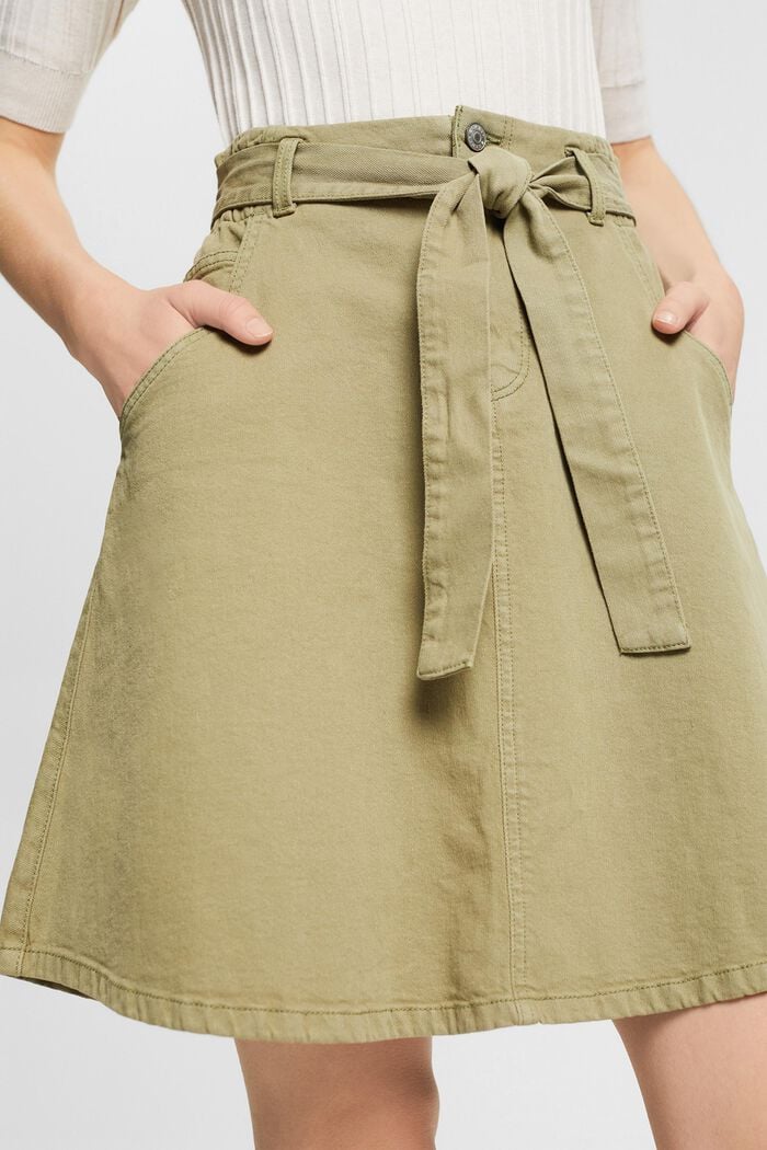 Containing hemp: skirt with a tie-around belt, LIGHT KHAKI, detail image number 2