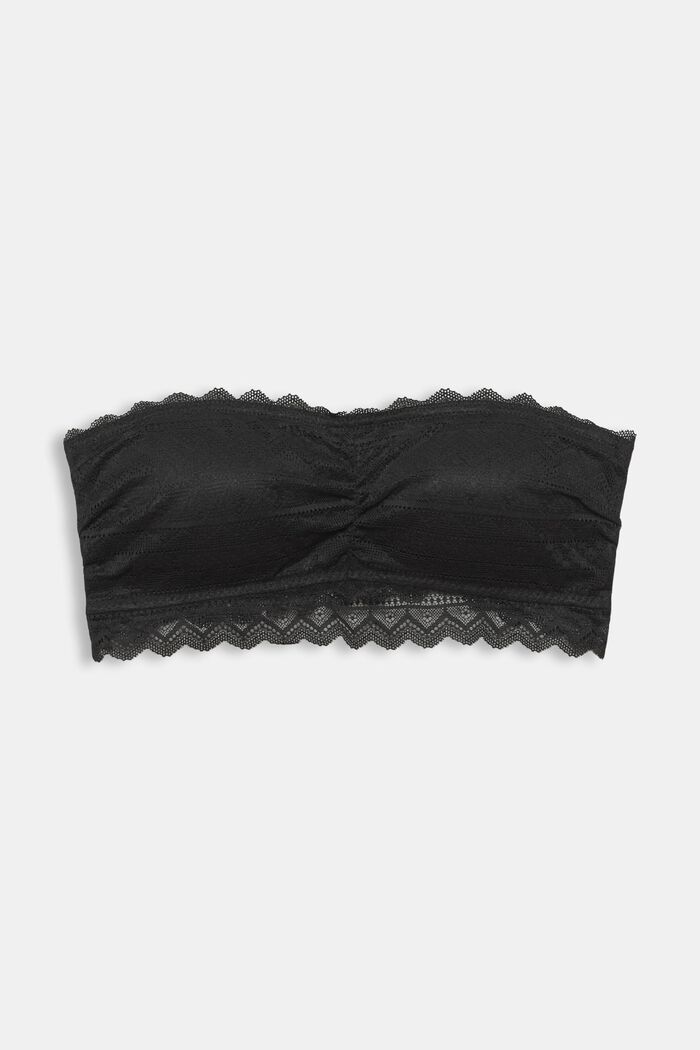 Padded bandeau bra made of lace composed of recycled material, BLACK, detail image number 5